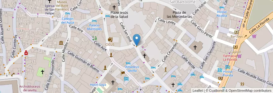 Mapa de ubicacion de Levies Cafe-Bar en Spanje, Andalusië, Sevilla, Sevilla.