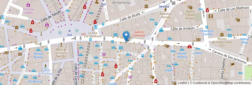 Mapa de ubicacion de Lhardy en Spanien, Autonome Gemeinschaft Madrid, Autonome Gemeinschaft Madrid, Área Metropolitana De Madrid Y Corredor Del Henares, Madrid.