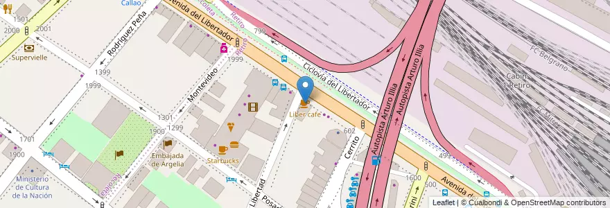 Mapa de ubicacion de Liber cafe, Retiro en 아르헨티나, Ciudad Autónoma De Buenos Aires, Comuna 1, 부에노스아이레스.