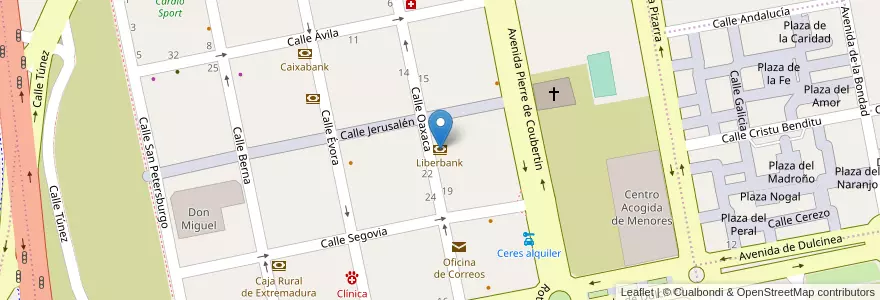 Mapa de ubicacion de Liberbank en Spagna, Extremadura, Cáceres, Cáceres, Cáceres.