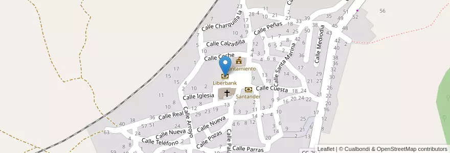 Mapa de ubicacion de Liberbank en اسپانیا, Extremadura, کاسرس, Monfragüe, Mirabel.
