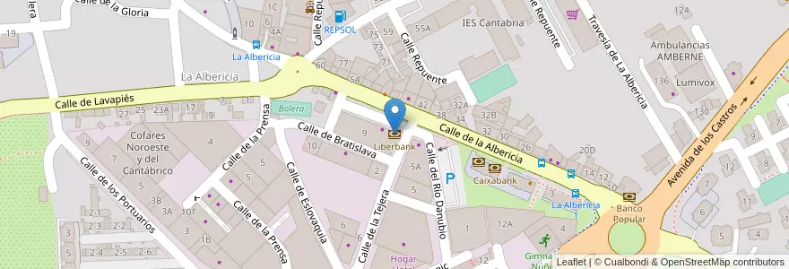 Mapa de ubicacion de Liberbank en Испания, Кантабрия, Кантабрия, Santander, Santander.