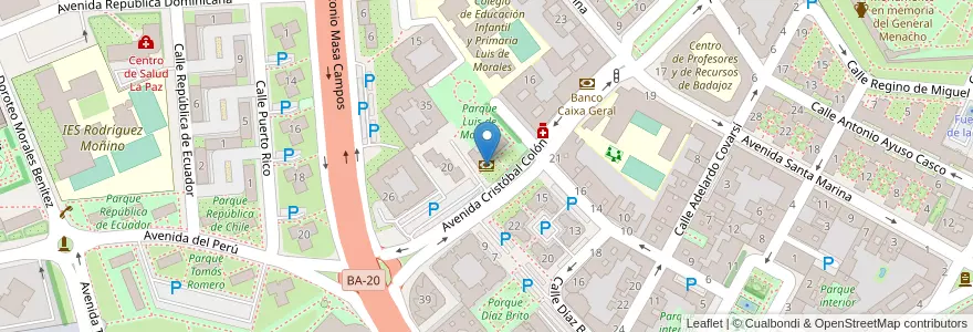Mapa de ubicacion de Liberbank en İspanya, Extremadura, Badajoz, Tierra De Badajoz, Badajoz.