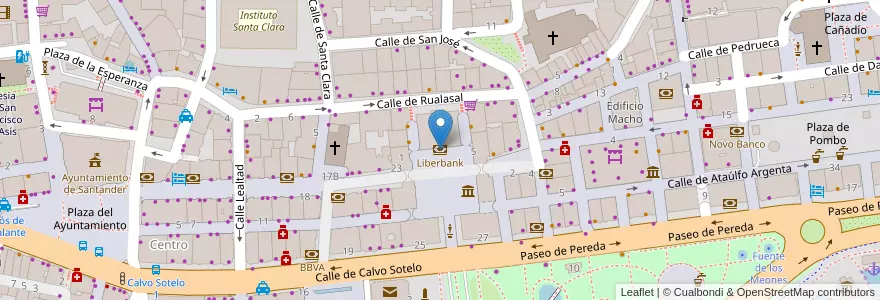 Mapa de ubicacion de Liberbank en 西班牙, Cantabria, 坎塔布里亚, Santander, Santander.