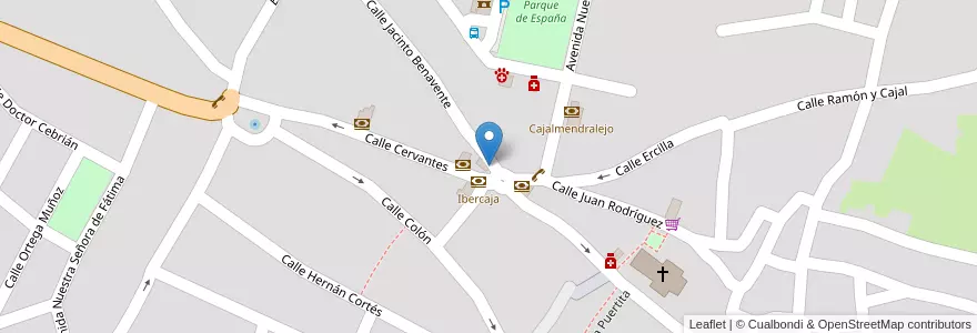 Mapa de ubicacion de Liberbank en España, Extremadura, Badajoz, Tierra De Badajoz, San Vicente De Alcántara.
