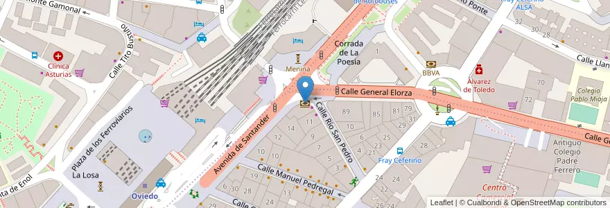 Mapa de ubicacion de Liberbank en 西班牙, 阿斯圖里亞斯, 阿斯圖里亞斯, Oviedo.