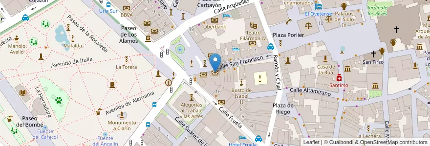 Mapa de ubicacion de Liberbank en İspanya, Asturias, Asturias, Oviedo.