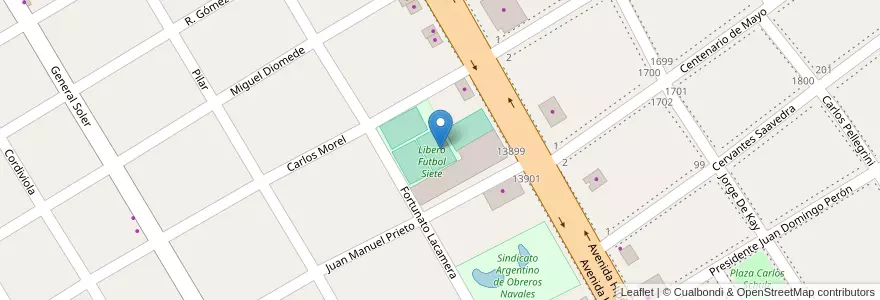 Mapa de ubicacion de Libero Futbol Siete en Arjantin, Buenos Aires, Partido De Almirante Brown.