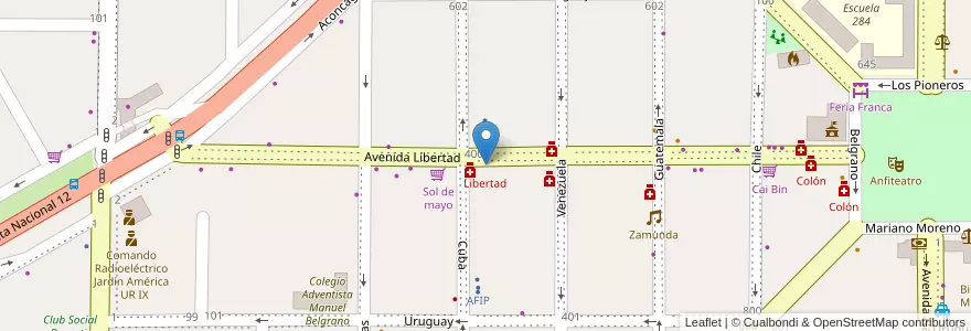 Mapa de ubicacion de Libertad en Argentina, Misiones, Departamento San Ignacio, Municipio De Jardín América.