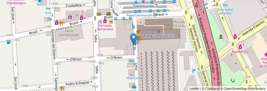 Mapa de ubicacion de Libreria, Constitucion en Argentine, Ciudad Autónoma De Buenos Aires, Comuna 4, Comuna 1, Buenos Aires.