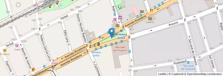 Mapa de ubicacion de Librerías, Caballito en アルゼンチン, Ciudad Autónoma De Buenos Aires, ブエノスアイレス, Comuna 6.