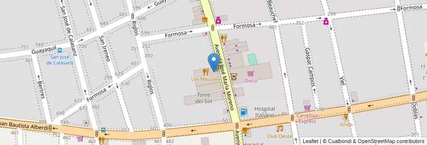 Mapa de ubicacion de Liceo 12 Fray Mamerto Esquiú, Caballito en 阿根廷, Ciudad Autónoma De Buenos Aires, 布宜诺斯艾利斯, Comuna 6.