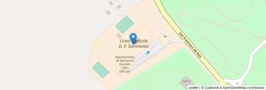 Mapa de ubicacion de Liceo Agrícola D. F. Sarmiento en Arjantin, Şili, Mendoza, Departamento Capital, Sección 9ª Parque General San Martín, Ciudad De Mendoza.