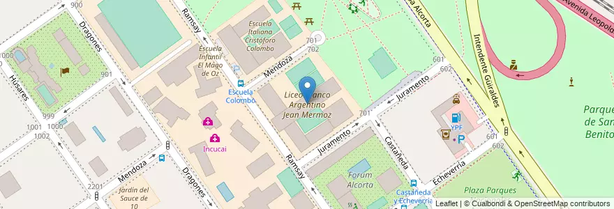 Mapa de ubicacion de Liceo Franco Argentino Jean Mermoz, Belgrano en Argentinië, Ciudad Autónoma De Buenos Aires, Buenos Aires, Comuna 13.