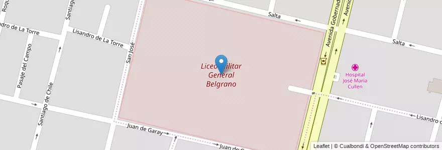 Mapa de ubicacion de Liceo Militar General Belgrano en Arjantin, Santa Fe, Departamento La Capital, Santa Fe Capital, Santa Fe.