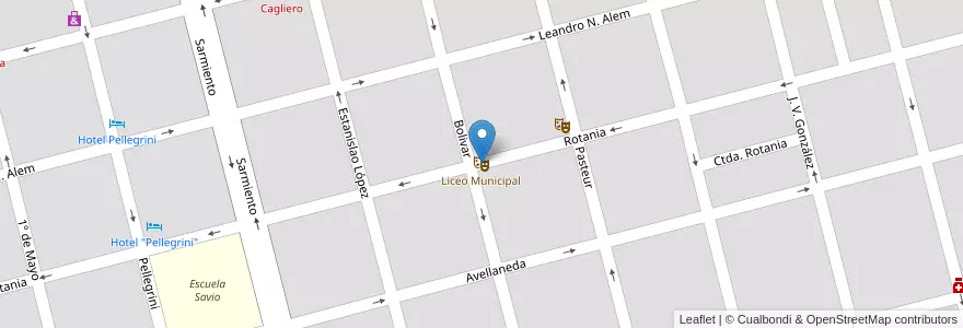 Mapa de ubicacion de Liceo Municipal en الأرجنتين, سانتا في, Departamento Castellanos, Municipio De Sunchales.