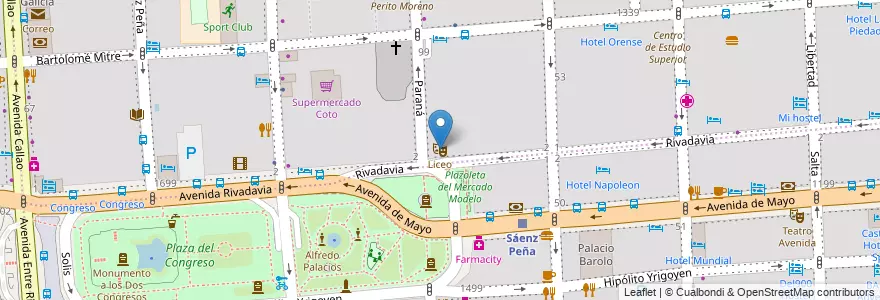 Mapa de ubicacion de Liceo, San Nicolas en 阿根廷, Ciudad Autónoma De Buenos Aires, Comuna 1, 布宜诺斯艾利斯.