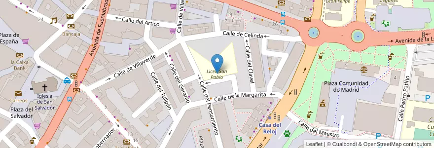 Mapa de ubicacion de Liceo San Pablo en إسبانيا, منطقة مدريد, منطقة مدريد, Área Metropolitana De Madrid Y Corredor Del Henares, Leganés.