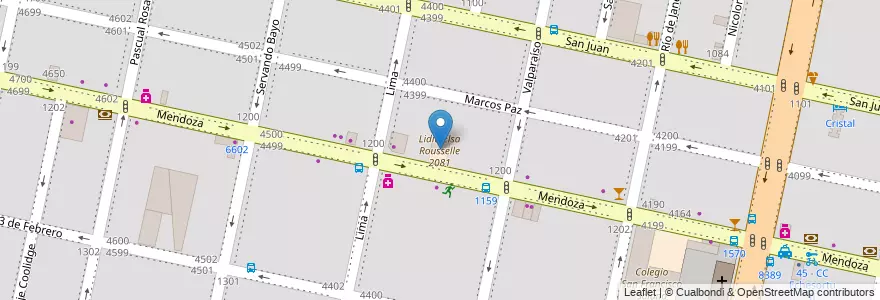Mapa de ubicacion de Lidia Elsa Rousselle 2081 en Argentine, Santa Fe, Departamento Rosario, Municipio De Rosario, Rosario.