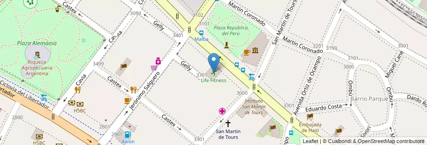 Mapa de ubicacion de Life Fitness, Palermo en アルゼンチン, Ciudad Autónoma De Buenos Aires, ブエノスアイレス, Comuna 14.