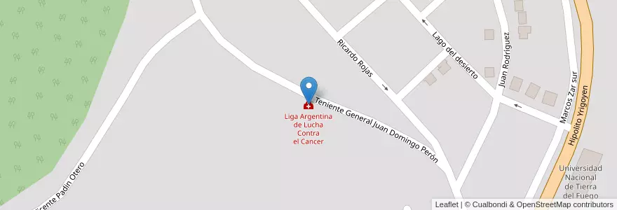Mapa de ubicacion de Liga Argentina de Lucha Contra el Cancer en アルゼンチン, Departamento Ushuaia, チリ, ティエラ・デル・フエゴ州, Ushuaia.