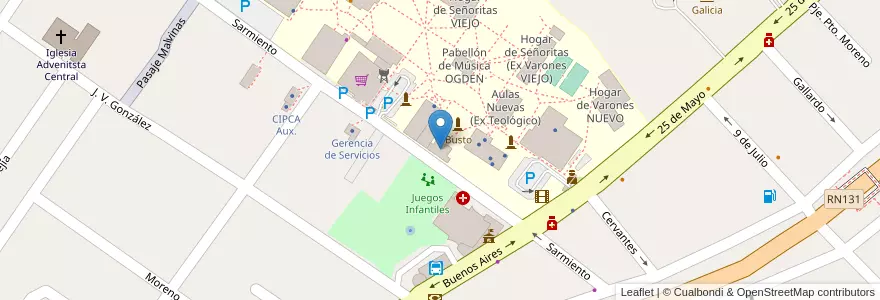 Mapa de ubicacion de Lincoln Hall en アルゼンチン, エントレ・リオス州, Departamento Diamante, Libertador San Martín, Distrito Palmar.