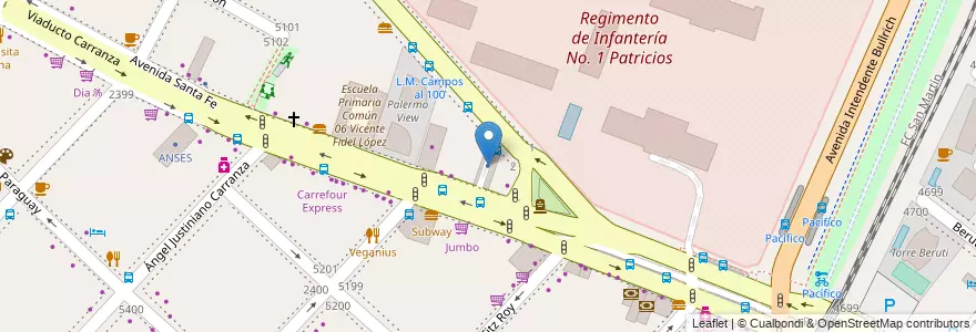 Mapa de ubicacion de Línea 12, Palermo en 아르헨티나, Ciudad Autónoma De Buenos Aires, 부에노스아이레스, Comuna 14.