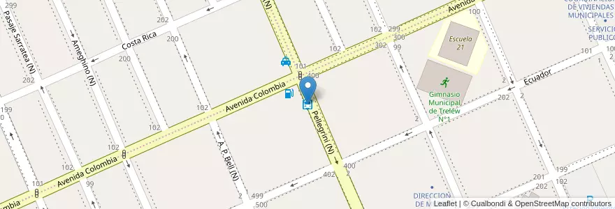 Mapa de ubicacion de Línea 3 en Arjantin, Chubut, Trelew, Departamento Rawson.