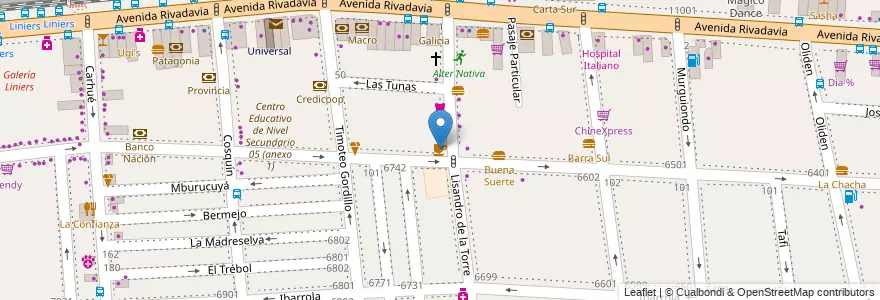 Mapa de ubicacion de Lisandro, Liniers en Arjantin, Ciudad Autónoma De Buenos Aires, Comuna 9, Buenos Aires.