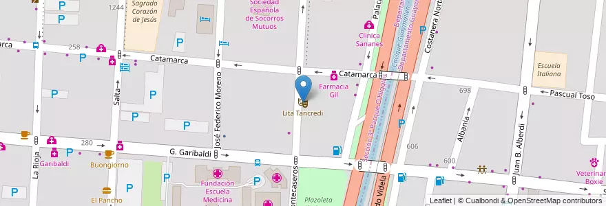 Mapa de ubicacion de Lita Tancredi en Argentine, Chili, Mendoza, Departamento Capital, Ciudad De Mendoza, Sección 3ª Parque O'Higgins.