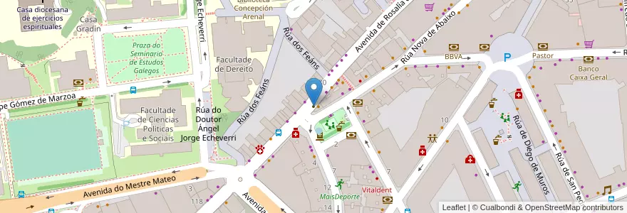 Mapa de ubicacion de Little Panda en Spanien, Galicien, A Coruña, Santiago, Santiago De Compostela.