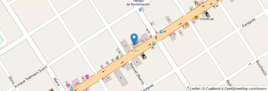 Mapa de ubicacion de Live Bar en آرژانتین, استان بوئنوس آیرس, Partido De Tigre, Don Torcuato.