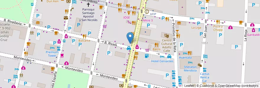Mapa de ubicacion de Liverpool Pub en アルゼンチン, チリ, メンドーサ州, Departamento Capital, Ciudad De Mendoza.