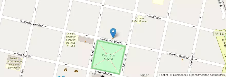 Mapa de ubicacion de Liverpool en الأرجنتين, سانتا في, Departamento Belgrano, Municipio De Las Rosas.