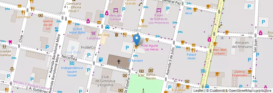 Mapa de ubicacion de Lixen Cafe en アルゼンチン, チリ, メンドーサ州, Departamento Capital, Ciudad De Mendoza.