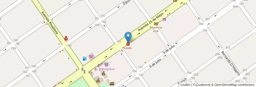 Mapa de ubicacion de Lizzio en Arjantin, Buenos Aires, Partido De San Vicente.