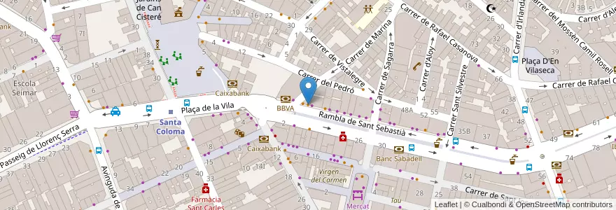 Mapa de ubicacion de llagurt en スペイン, カタルーニャ州, Barcelona, バルサルネス, Santa Coloma De Gramenet.