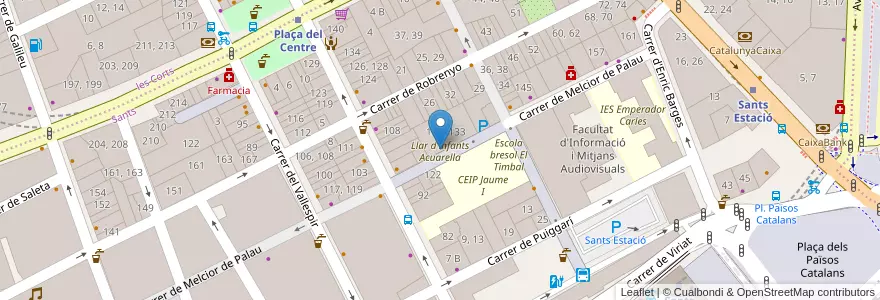 Mapa de ubicacion de Llar d'infants Acuarella en 스페인, Catalunya, Barcelona, Barcelonès, 바르셀로나.