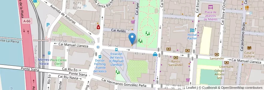 Mapa de ubicacion de Llibrería-Café La Llocura en スペイン, アストゥリアス州, アストゥリアス州, Mieres.