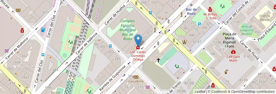 Mapa de ubicacion de Llic. Carles Domingo Ortega en اسپانیا, Catalunya, Barcelona, Barcelonès, Barcelona.