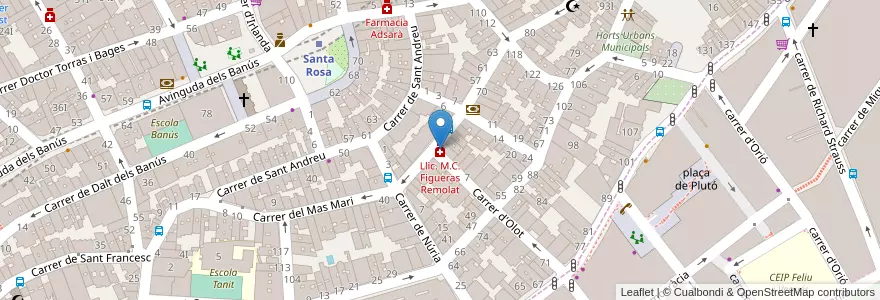 Mapa de ubicacion de Llic. M.C. Figueras Remolat en 西班牙, Catalunya, Barcelona, Barcelonès, Badalona, Santa Coloma De Gramenet.