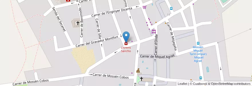 Mapa de ubicacion de Llorens Sancho en Spanje, Valencia, Valencia, Comarca De València, Valencia.