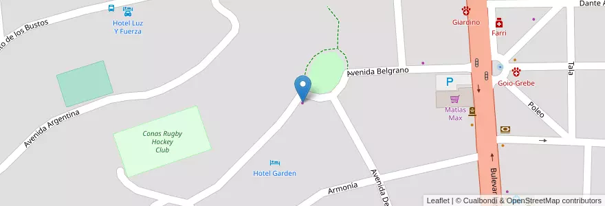 Mapa de ubicacion de Lo de Alberto en Аргентина, Кордова, Departamento Punilla, Pedanía San Antonio, Municipio De Villa Giardino, Villa Giardino.