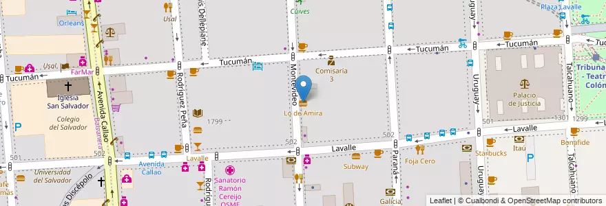 Mapa de ubicacion de Lo de Amira, San Nicolas en アルゼンチン, Ciudad Autónoma De Buenos Aires, Comuna 1, ブエノスアイレス.