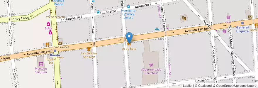Mapa de ubicacion de Lo de Beto, Boedo en Аргентина, Буэнос-Айрес, Comuna 5, Буэнос-Айрес.