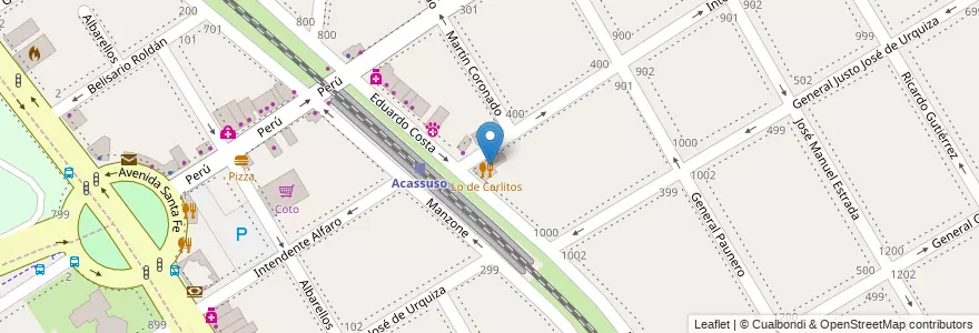 Mapa de ubicacion de Lo de Carlitos en Arjantin, Buenos Aires, Partido De San Isidro, Acassuso.