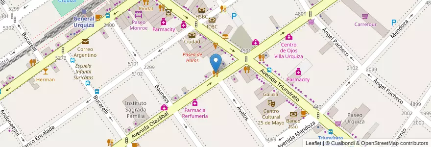 Mapa de ubicacion de Lo de Carlitos, Villa Urquiza en 아르헨티나, Ciudad Autónoma De Buenos Aires, Comuna 12, 부에노스아이레스.