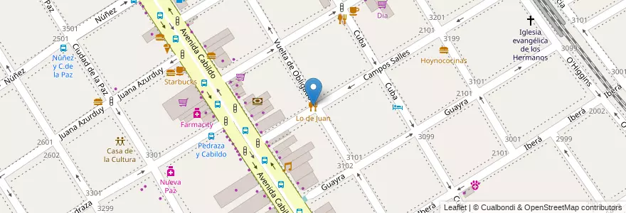 Mapa de ubicacion de Lo de Juan, Nuñez en Argentine, Ciudad Autónoma De Buenos Aires, Buenos Aires, Comuna 13.