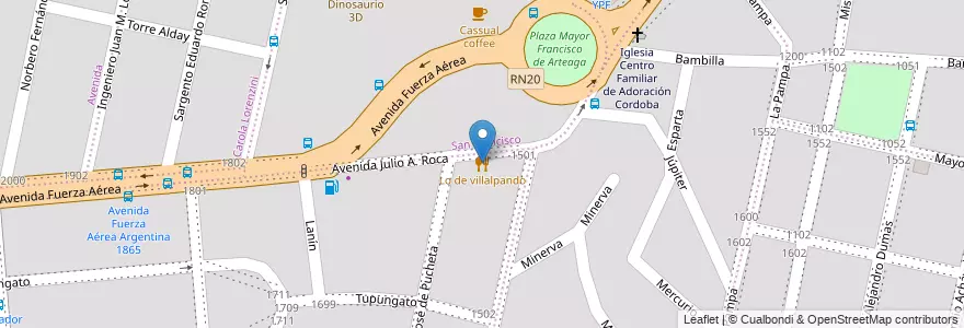 Mapa de ubicacion de Lo de villalpando en Arjantin, Córdoba, Departamento Capital, Pedanía Capital, Córdoba, Municipio De Córdoba.