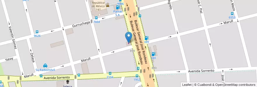 Mapa de ubicacion de Lo mejor de Rondeau en الأرجنتين, سانتا في, Departamento Rosario, Municipio De Rosario, روساريو.